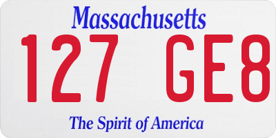 MA license plate 127GE8