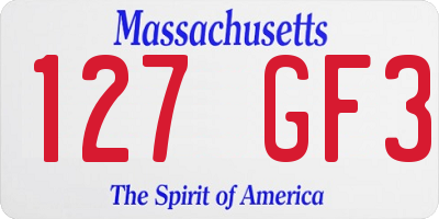 MA license plate 127GF3