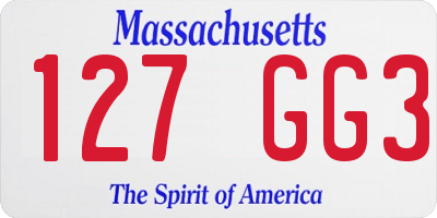 MA license plate 127GG3