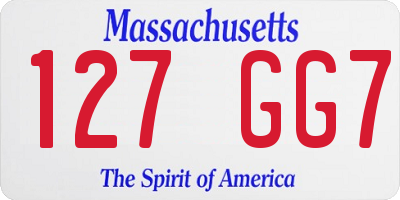 MA license plate 127GG7