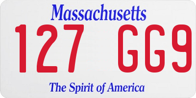 MA license plate 127GG9
