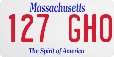 MA license plate 127GH0