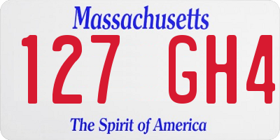 MA license plate 127GH4