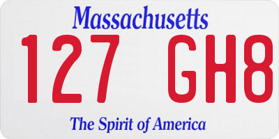 MA license plate 127GH8