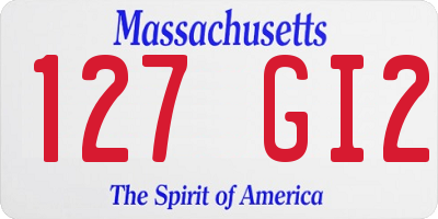 MA license plate 127GI2