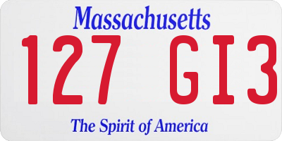 MA license plate 127GI3