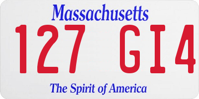 MA license plate 127GI4