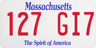 MA license plate 127GI7