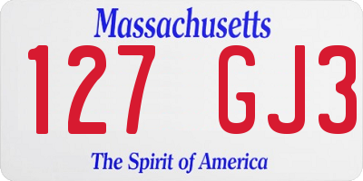 MA license plate 127GJ3