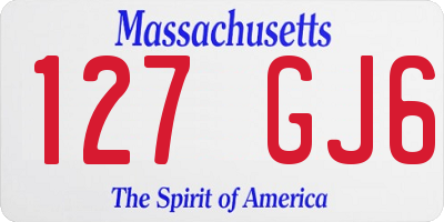 MA license plate 127GJ6