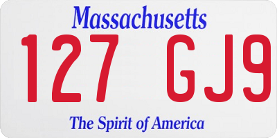 MA license plate 127GJ9