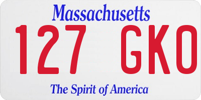 MA license plate 127GK0