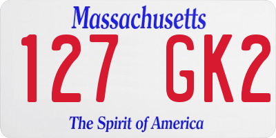 MA license plate 127GK2