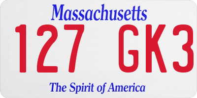 MA license plate 127GK3