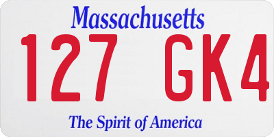 MA license plate 127GK4