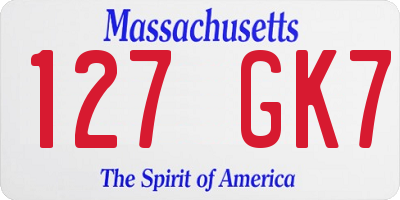 MA license plate 127GK7