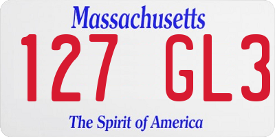 MA license plate 127GL3