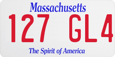 MA license plate 127GL4