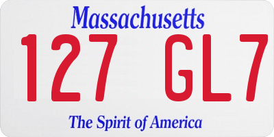 MA license plate 127GL7