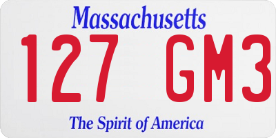 MA license plate 127GM3