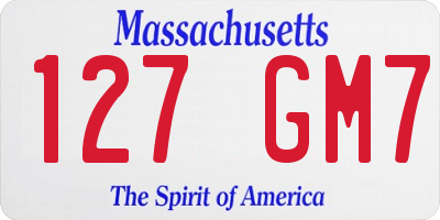 MA license plate 127GM7