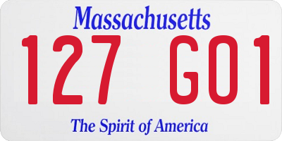 MA license plate 127GO1