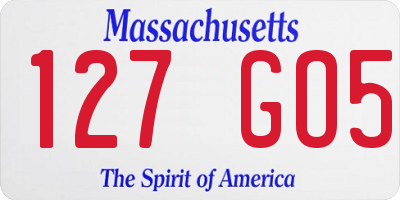 MA license plate 127GO5
