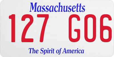 MA license plate 127GO6