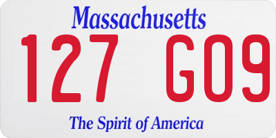 MA license plate 127GO9