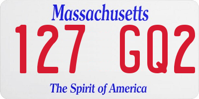 MA license plate 127GQ2