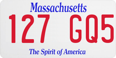 MA license plate 127GQ5