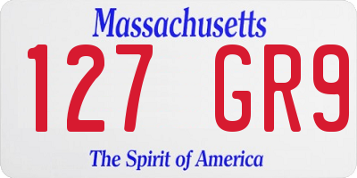 MA license plate 127GR9