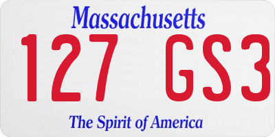 MA license plate 127GS3