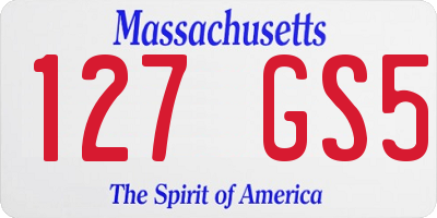 MA license plate 127GS5