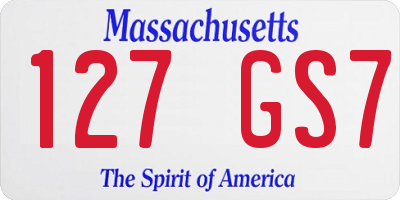 MA license plate 127GS7