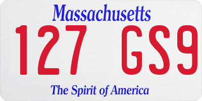 MA license plate 127GS9
