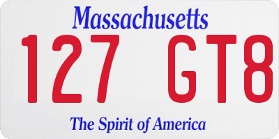 MA license plate 127GT8