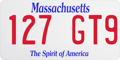 MA license plate 127GT9