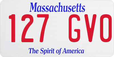 MA license plate 127GV0