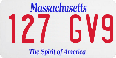MA license plate 127GV9