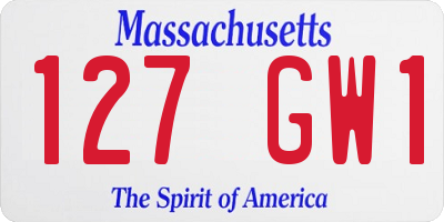 MA license plate 127GW1