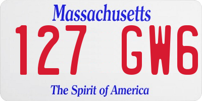 MA license plate 127GW6