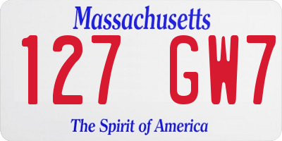 MA license plate 127GW7
