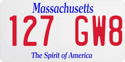 MA license plate 127GW8