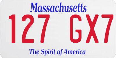 MA license plate 127GX7