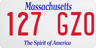 MA license plate 127GZ0