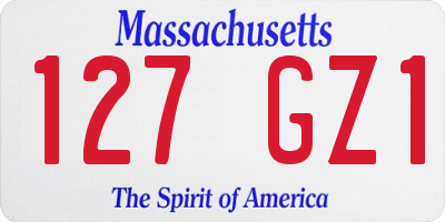 MA license plate 127GZ1
