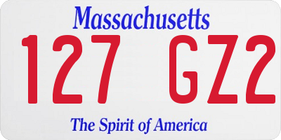 MA license plate 127GZ2
