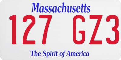 MA license plate 127GZ3