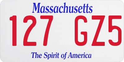 MA license plate 127GZ5